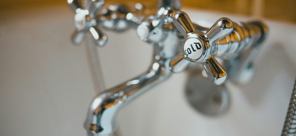 close-up of a bathtub faucet